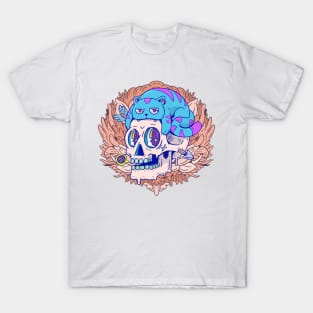 Cat illustration on skulls T-Shirt